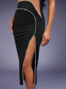 Hauture Cami Kleid Mit Gegensatzbindung Und Gespaltenem Oberschenkel