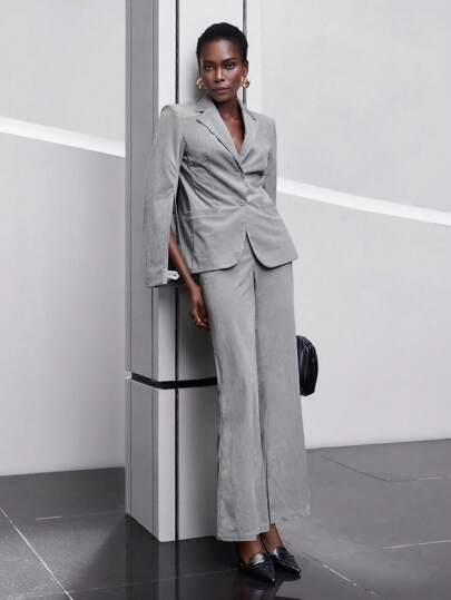 BizChic High Waist Corduroy Flare Leg Pants