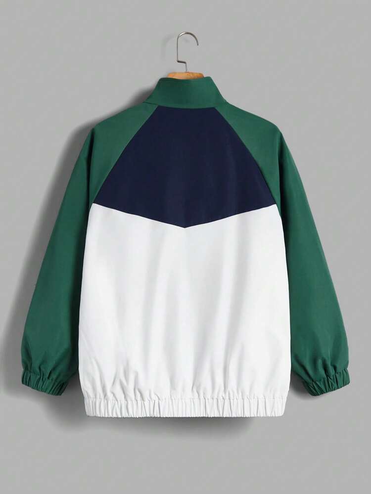 Plus Letter Graphic Colorblock Jacket