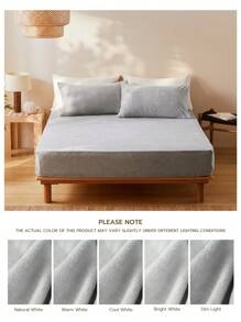 2/3pcs Soft & Cozy Super Plush Premium Fitted Sheet Set, Antistastic, No Smell, Fitted Sheet*1 Pillowcase*1/2 - Grey - View 12