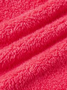 ROMWE MEN ROMWE Avant 男士字母刺繡落肩袖毛絨帽衫 - 西瓜粉 - 查看 3