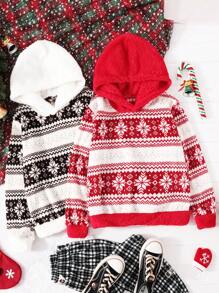 SHEIN Tween Girl 1pc Geo Print Hoodie - Multicolor - View 1