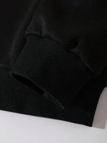 SHEIN LUNE Christmas Hat & Glass Print Drop Shoulder Sweatshirt Pullover Fall Sweatshirt - Black - View 6