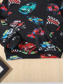 SHEIN 男童舒適卡通汽車印花帽衫 - 彩色 - 查看 4