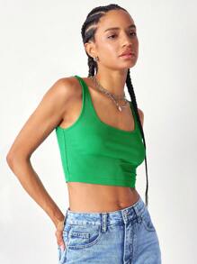 SHEIN Unity Top corto de mujer para uso diario - Verde - Ver 4