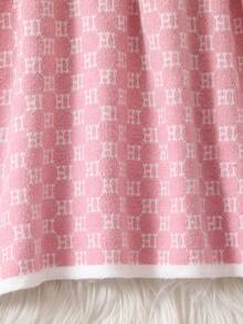 SHEIN 女小童滿版圖案雙排釦毛衣洋裝 - 粉色 - 查看 5