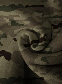 Manfinity Homme Nam 1 Miếng Camo In Túi kangaroo Dây rút Hoodie - Màu xanh lá cây đậm - Xem 3