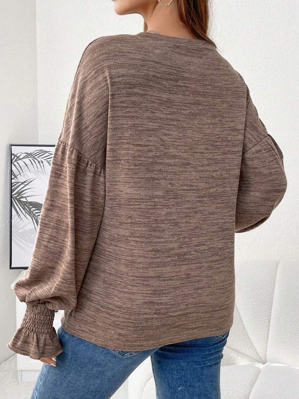 Maternity Marled Knit Flounce Sleeve Tee