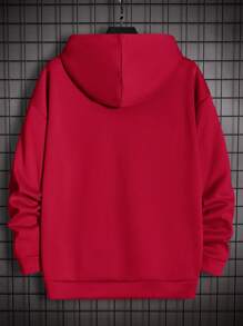 GENTILAND Men's Plus Size Happy New Year Graphic Hooded Sweatshirt - Red - View 3