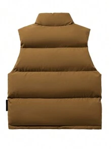 Men Solid Zip Up Puffer Gilet - Brown - View 2