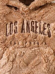 女婴字母刺绣毛绒卫衣 - 棕色 - 查看 4