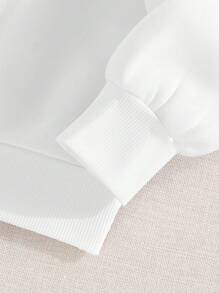 SHEIN Tween Girl Letter Graphic Thermal Lined Sweatshirt - White - View 3