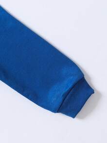 Baby Boy Cartoon & Letter Graphic Sweatshirt & Sweatpants - Navy Blue - View 3