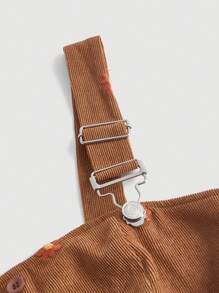 SHEIN MOD 1入組花卉刺繡背帶洋裝 - 棕色 - 查看 3