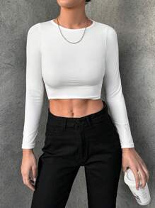 SHEIN T-Shirt Court Unicolore Croisé