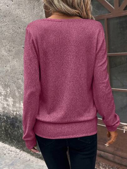 SHEIN Clasi Sudadera unicolor de cuello cuadrado