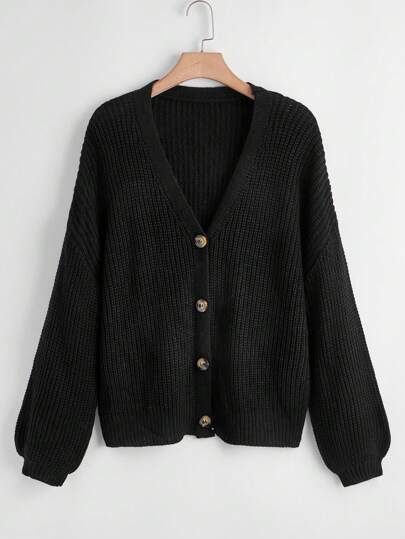 Cardigan oversize da donna in maglia a tinta unita, scollo a V, monopetto, manica lunga, casual e versatile, adatto per autunno/inverno