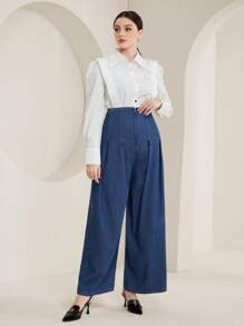 Mulvari High Waist Wide Leg Jeans - Dark Wash - View 5