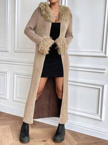 Flirla 毛绒装饰休闲设计开衫 - 彩色 - 查看 3