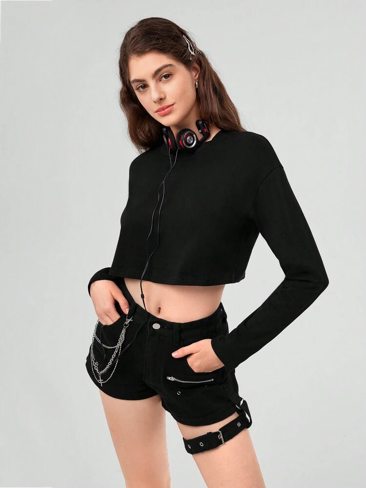 Solid Minimalist Crop Tee