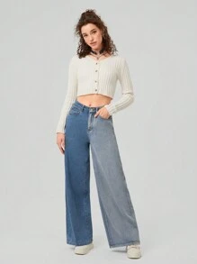 Forever 21 Women's Straight Leg Jeans With Contrast Color Slanted Pockets - Multicolor - View 4