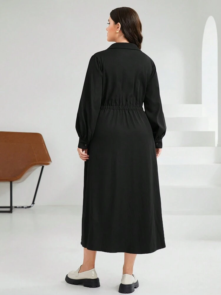 Plus Size Letter Printed Belted Dress