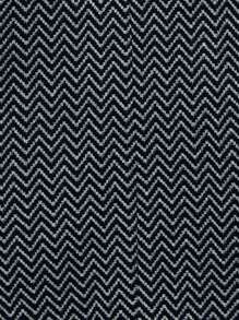 SHEIN LUNE Chevron Print Flap Detail Double Breasted Overcoat - Black - View 7