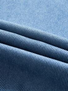 SHEIN MOD Blue Baggy Spring Break High Waist Button Detail Straight Leg Pants - Blue - View 3