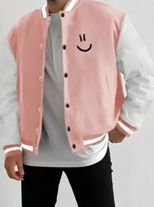 Manfinity Homme Lỏng lẻo phù hợp Nam Diễn đạt In Sọc trang trí Chặn màu Áo khoác Đại học - Nhiều màu - Xem 1