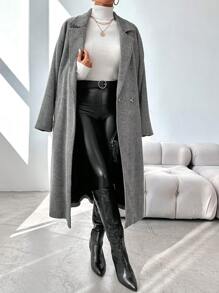 EURMUSE 女士魚骨紋尖領羊毛外套