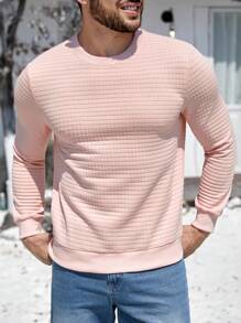 Manfinity Homme 男士素色圓領運動衫 - 粉色 - 查看 5