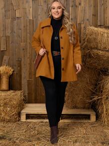 EMERY ROSE Plus Slant Pocket Single Breasted Overcoat