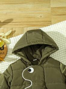 Infant Boys' Winter Fun & Cute Dinosaur Shaped Thick Padded Coat Jacket - Army Green - View 5