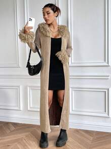 Flirla 毛绒装饰休闲设计开衫 - 彩色 - 查看 6