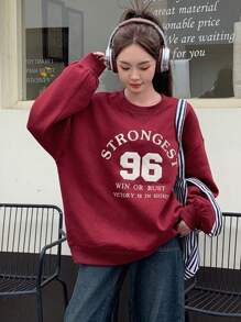 DAZY 字母图案落肩超大套头衫、长袖上衣、秋装卫衣