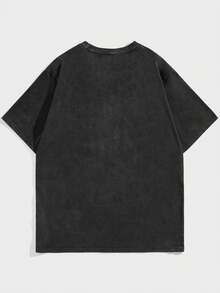 ROMWE MEN Goth Nam Mô hình mạng nhện Ngắn tay Áo thun - màu đen - Xem 2