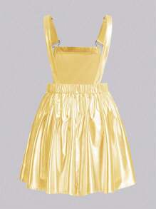 Flirla 大碼素色背帶洋裝 - 金色 - 查看 2