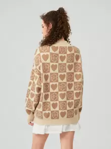 Forever 21 Ladies' Loose Fit Cardigan With Flower & Heart Pattern - Multicolor - View 3