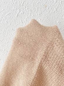 SHEIN Privé 插肩袖腰帶毛衣洋裝 - 駝色 - 查看 3