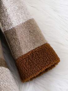 SHEIN 女小童格紋印花青果領花呢外套&帽無毛衣 - 棕色 - 查看 4