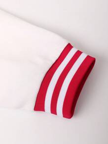 Manfinity Hypemode Loose Fit Men's Two Tone Drop Shoulder Varsity Jacket With Star And Letter Graphic, Without Hood - Red - View 4