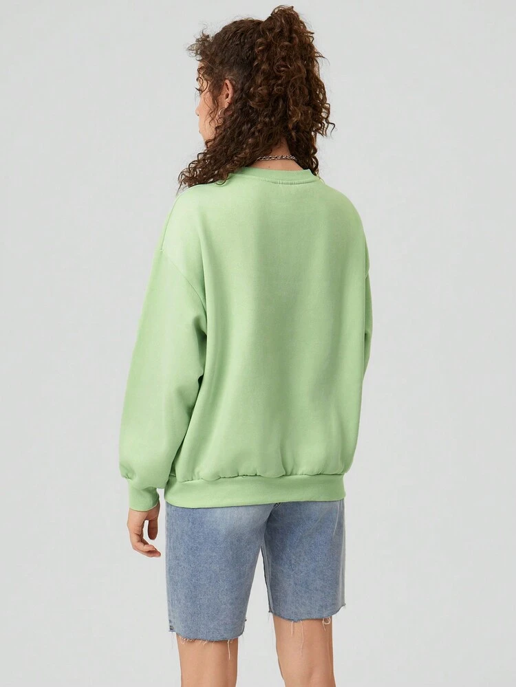 Women's Oversized Letter Printed Drop Shoulder Sweatshirt