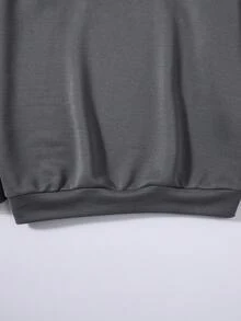 SHEIN Tween Boy Slogan Graphic Drop Shoulder Hoodie - Dark Grey - View 3