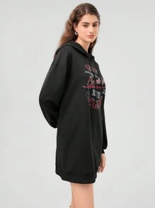 Forever 21 Women'S Printed Slogan Long Sweatshirt - Black - View 3