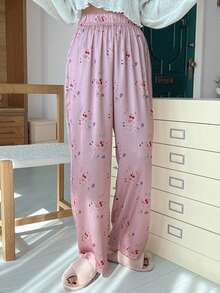 DAZY Loại bướm Và In Anh đào Quần ngủ - Hồng - Xem 3