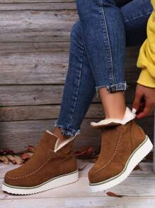 Bottes De Neige Femme Extérieur En Peluche Léger Chaud À La Mode Décontracté
