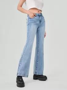 Forever 21 Ladies' Light Blue Flared Jeans - Blue - View 1