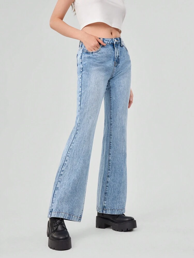 Ladies' Light Blue Flared Jeans
