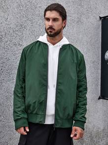Manfinity Homme Men Plus Zip Up Bomber Jacket