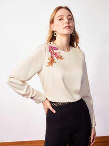 MOTF PREMIUM ÁO THÊU HOA VÁY THỜI TRANG - Màu be - Xem 6